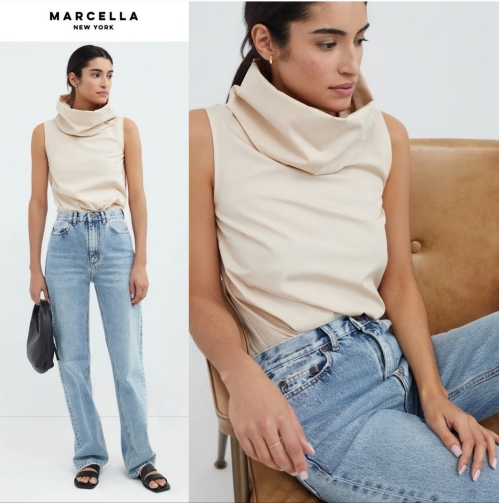 Marcella NYC Marcy Sleeveless Top in Light Beige